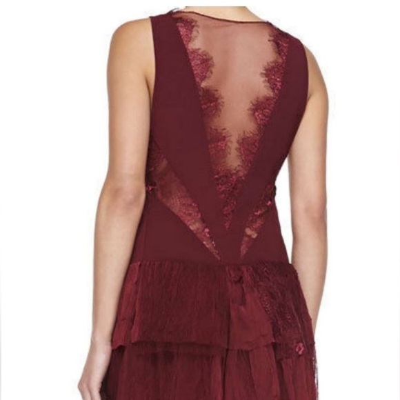 FREE PEOPLE “Dove Dress” Partial sheer Lace Drop waist tiered Skirt Size 10 GUC - Picture 15 of 16